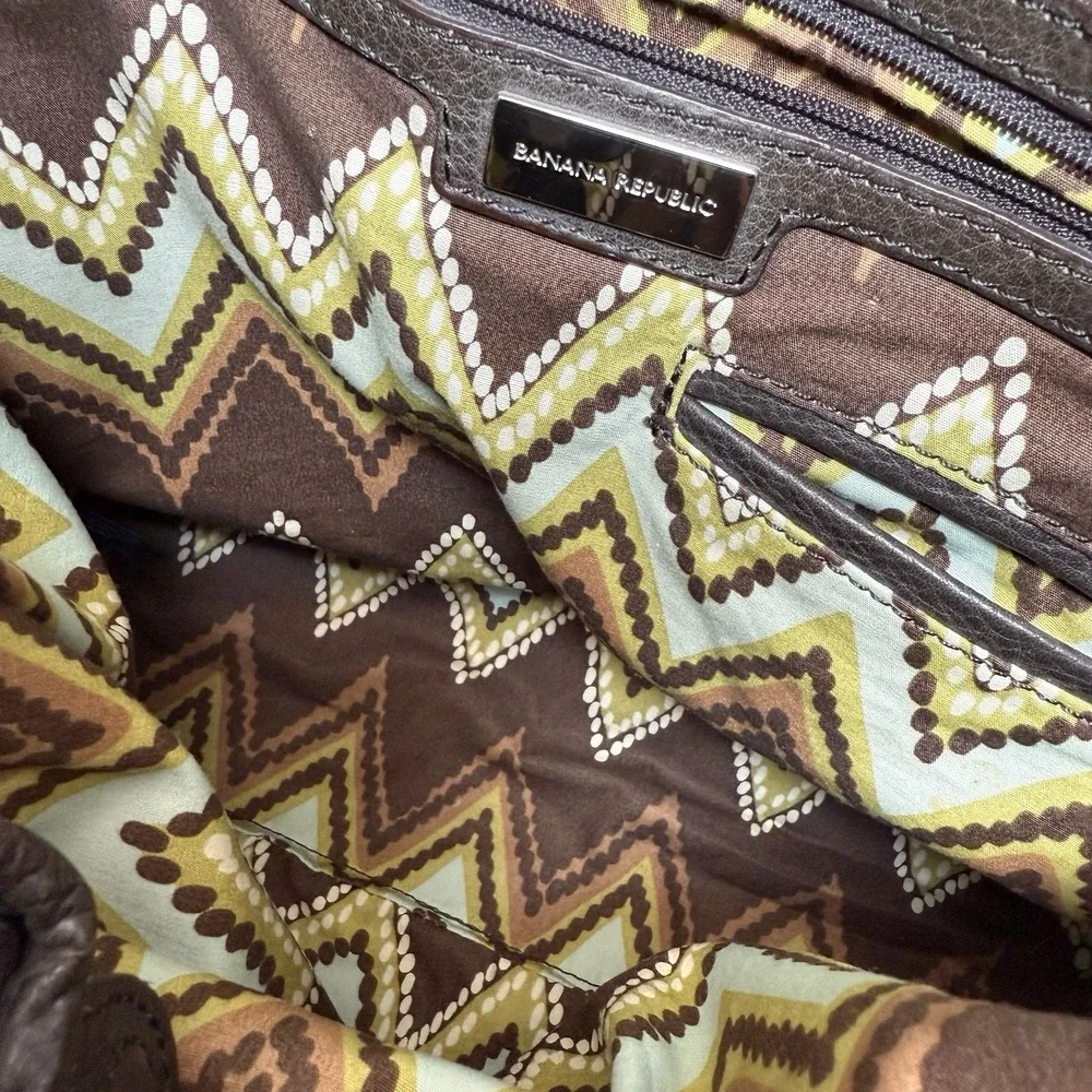Banana Republic Brown Woven Tote Bag Purse Leather Trim Boho‎ Hippie Y2K - Picture 6 of 12
